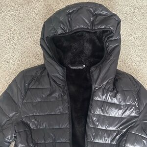 Andrew Marc Charcoal Hooded Puffer Jacket
